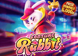 Lucky Rabbit casino slot game with colorful graphics and vibrant neon lights.