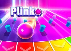 Plinko casino game with colorful chips and vibrant background for online gamblin.